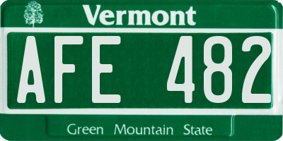VT license plate AFE482