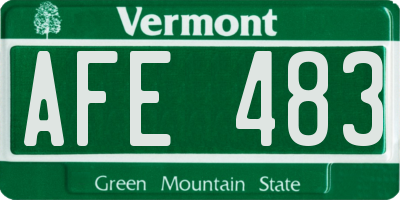 VT license plate AFE483