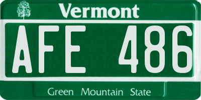 VT license plate AFE486