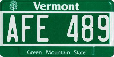 VT license plate AFE489