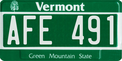 VT license plate AFE491