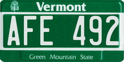 VT license plate AFE492