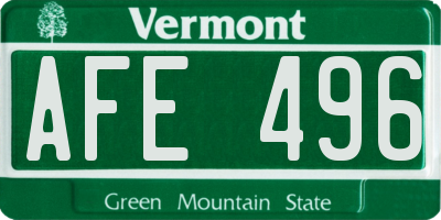 VT license plate AFE496