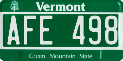 VT license plate AFE498