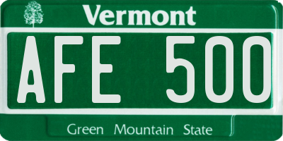VT license plate AFE500