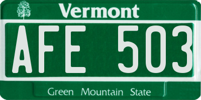 VT license plate AFE503