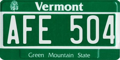 VT license plate AFE504