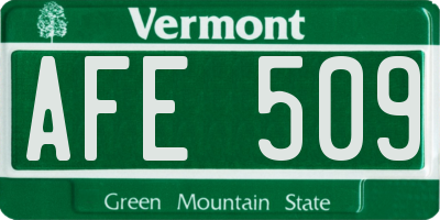VT license plate AFE509