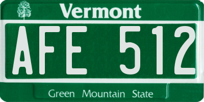 VT license plate AFE512