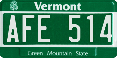VT license plate AFE514