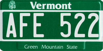 VT license plate AFE522