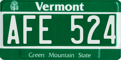 VT license plate AFE524