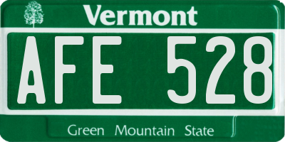 VT license plate AFE528