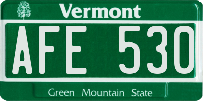 VT license plate AFE530