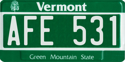 VT license plate AFE531