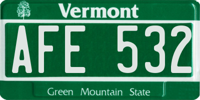 VT license plate AFE532