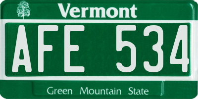 VT license plate AFE534