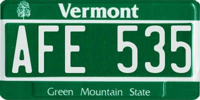 VT license plate AFE535