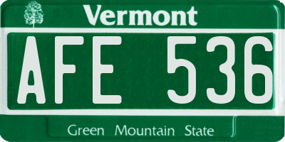 VT license plate AFE536