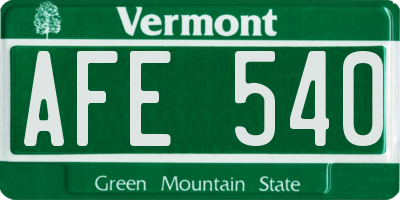 VT license plate AFE540