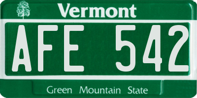 VT license plate AFE542