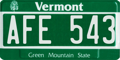 VT license plate AFE543