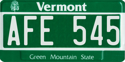 VT license plate AFE545