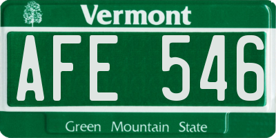 VT license plate AFE546