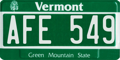 VT license plate AFE549