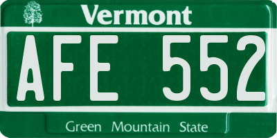 VT license plate AFE552