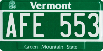 VT license plate AFE553