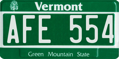 VT license plate AFE554