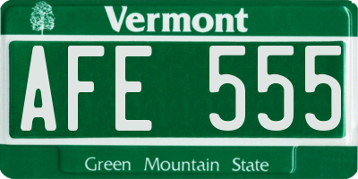 VT license plate AFE555