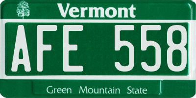 VT license plate AFE558