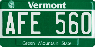 VT license plate AFE560