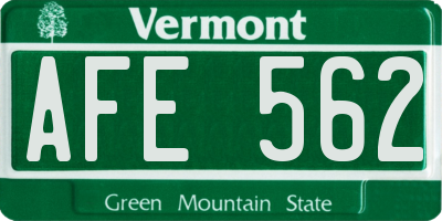 VT license plate AFE562