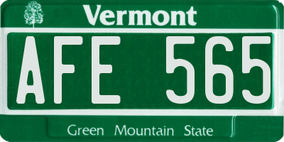 VT license plate AFE565