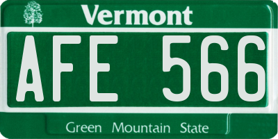 VT license plate AFE566