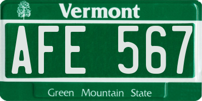 VT license plate AFE567