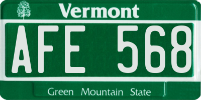 VT license plate AFE568