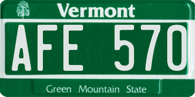 VT license plate AFE570