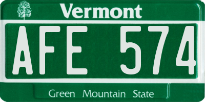 VT license plate AFE574