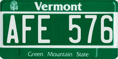 VT license plate AFE576