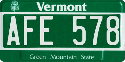 VT license plate AFE578