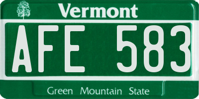 VT license plate AFE583