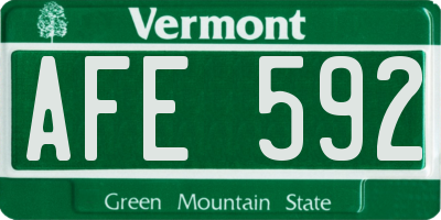 VT license plate AFE592