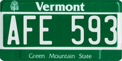 VT license plate AFE593