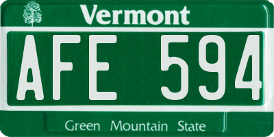 VT license plate AFE594