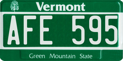 VT license plate AFE595