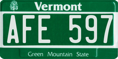 VT license plate AFE597